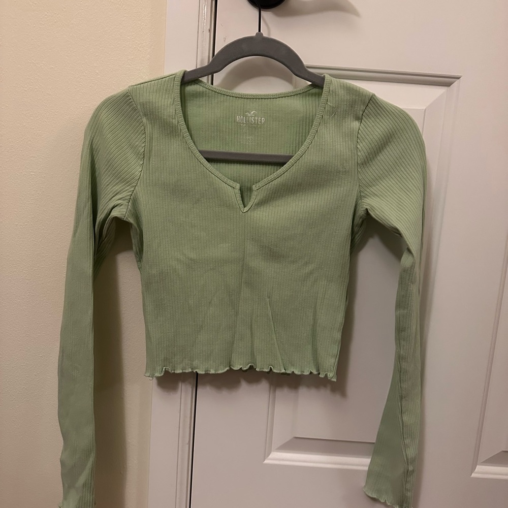 Green Hollister Ribbed Baby Tee Size Small